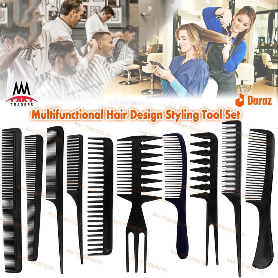 10Pcs/Set Women Men Professional Hairdressing Combs - homeline.pk