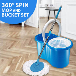 New 360° Spin Bucket Mop Wringer With 2 Microfiber Cloth