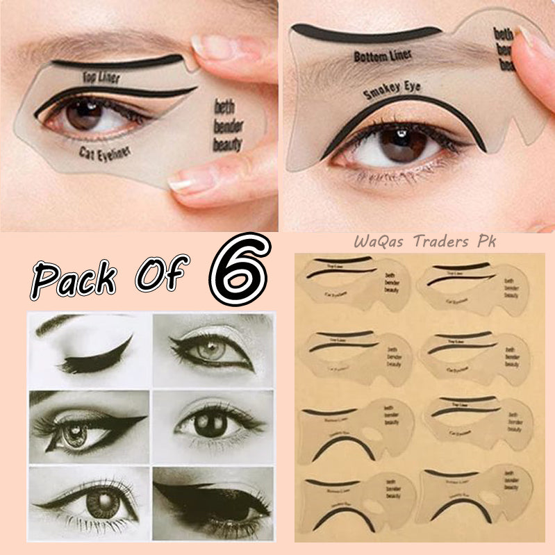 Pack Of 6 Pcs Stencils for Perfect Cat Eyeliner and Smoky Eyes