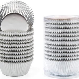 100Pcs Disposable Silver Aluminum Foil Cup Cake