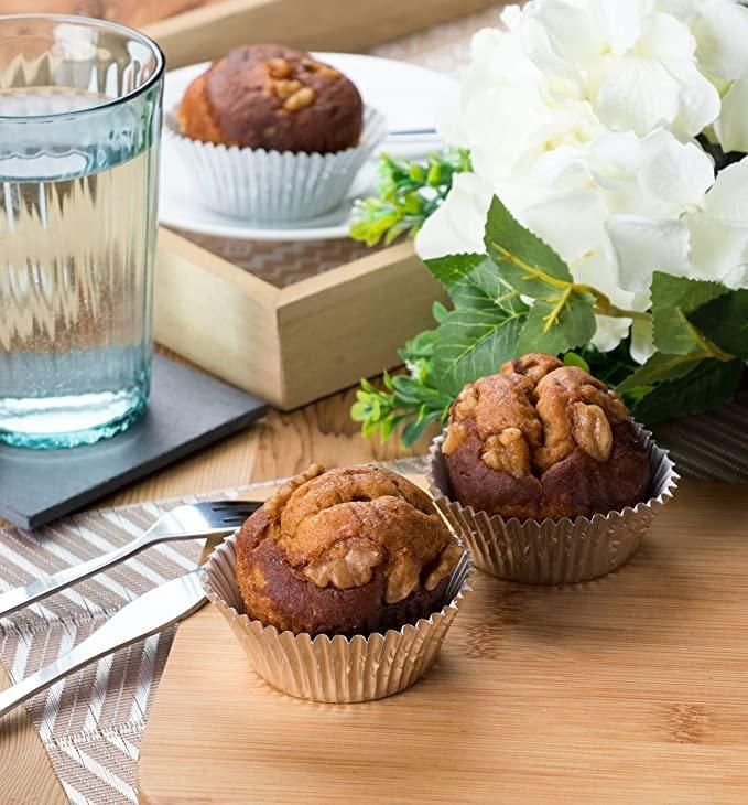 100Pcs Disposable Silver Aluminum Foil Cup Cake