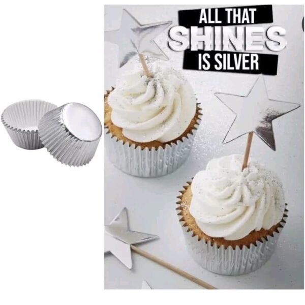 100Pcs Disposable Silver Aluminum Foil Cup Cake