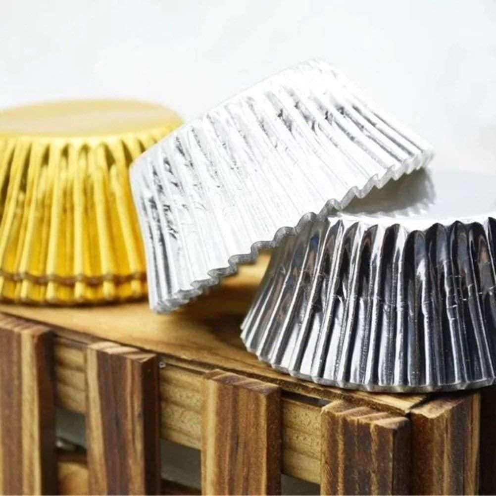 100Pcs Disposable Silver Aluminum Foil Cup Cake
