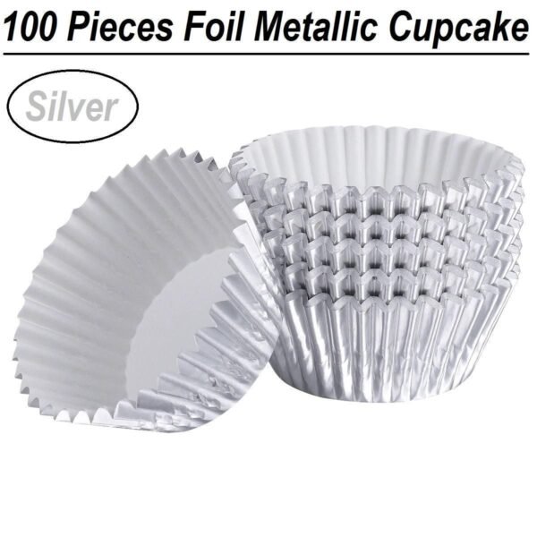 100Pcs Disposable Silver Aluminum Foil Cup Cake