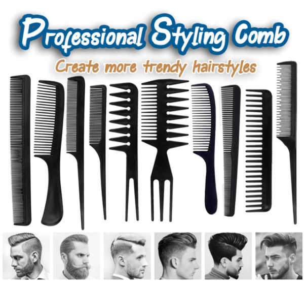 10Pcs/Set Women Men Professional Hairdressing Combs