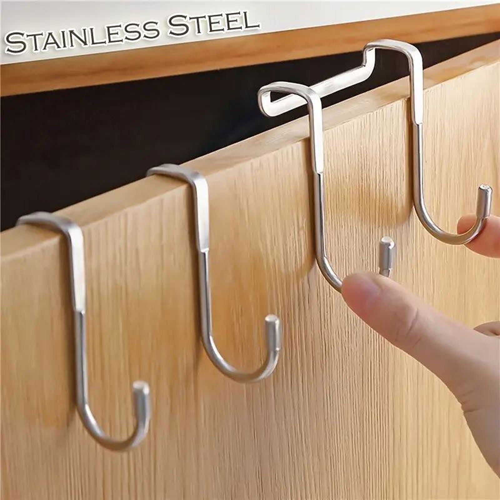 2PCs Stainless Steel Over the cabinet door hanger S hook for Cabinet