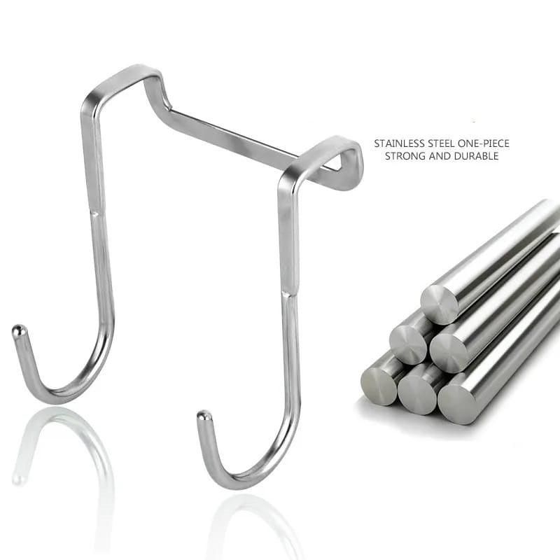 2PCs Stainless Steel Over the cabinet door hanger S hook for Cabinet