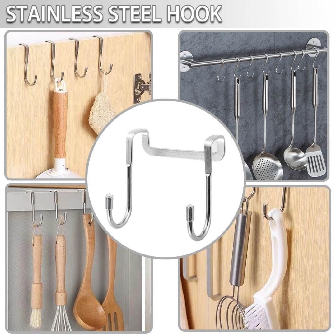 2PCs Stainless Steel Over the cabinet door hanger S hook for Cabinet