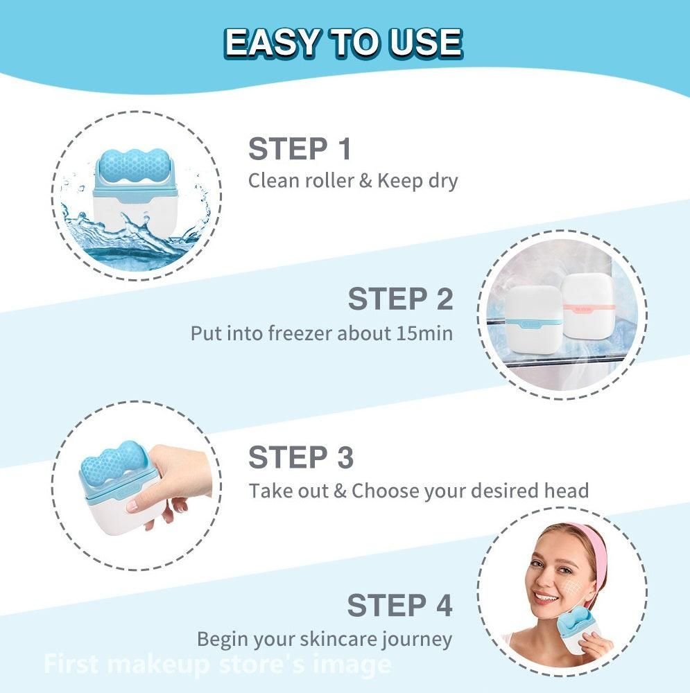 2 Shape Ice Roller Facial Massage Sha Skin Care Roller Cold Therapy Massage Face Skin Puffiness Pain Relief