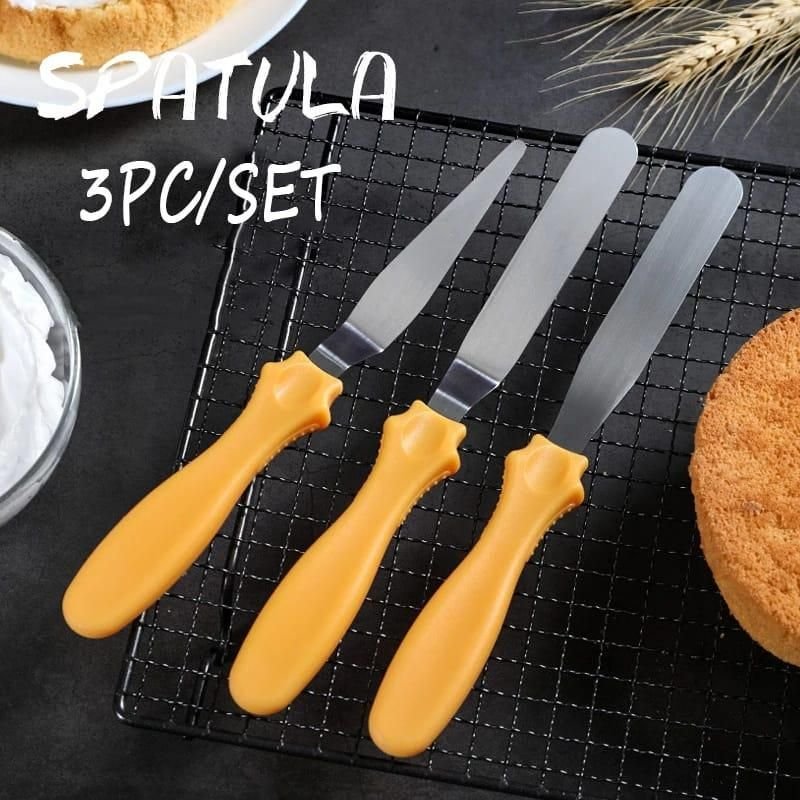 3 Set Stainless Steel Cake Spatula Palette Knife Icing Spatula