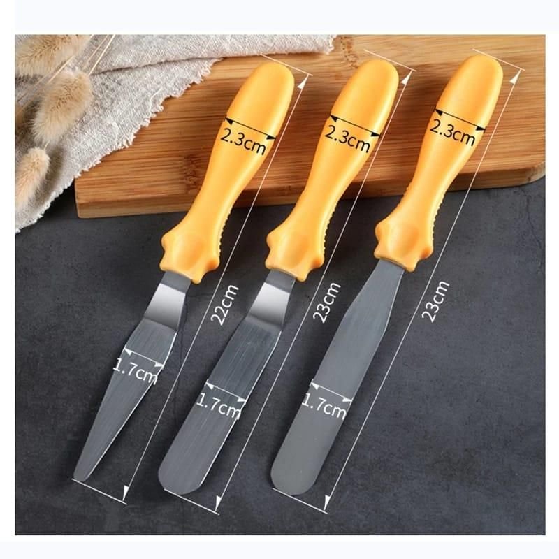 3 Set Stainless Steel Cake Spatula Palette Knife Icing Spatula