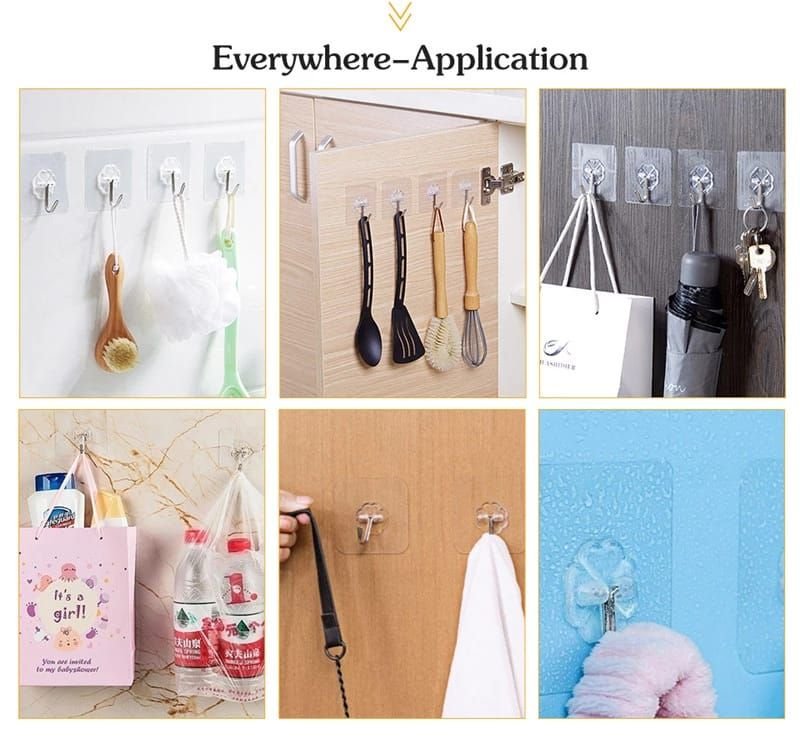 10Pcs Pack of Adhesive Suction Cup Hooks stick hook Heavy Duty Sticky Wall & Ceiling & Door