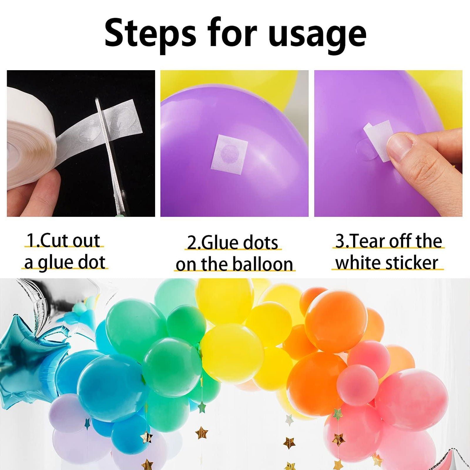 Balloon Arch tape 16 feet (5 Meter) & 100 Glue Dots Stickers Removable 4 Balloon Flower