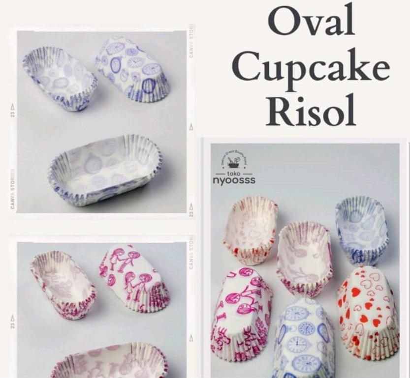 96 Pcs Disposable Oval Éclair Cupcake Muffin Paper Liner Baking Cups
