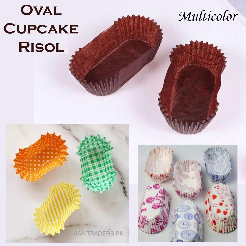 96 Pcs Disposable Oval Éclair Cupcake Muffin Paper Liner Baking Cups