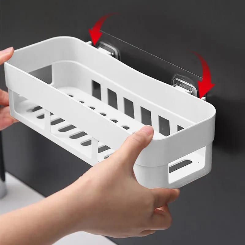 Bathroom Kitchen Storage Rack Shelf Organizer Adhesive Shampoo Gel Storage Basket