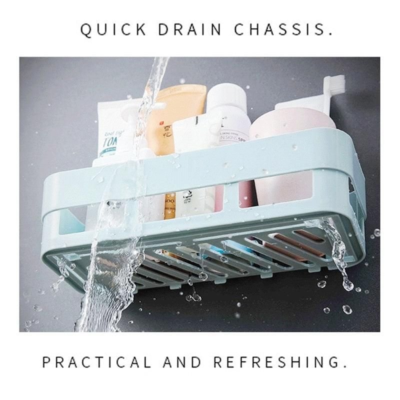 Bathroom Kitchen Storage Rack Shelf Organizer Adhesive Shampoo Gel Storage Basket