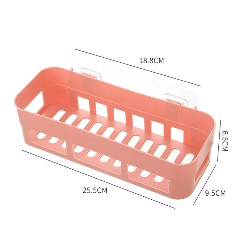 Bathroom Kitchen Storage Rack Shelf Organizer Adhesive Shampoo Gel Storage Basket