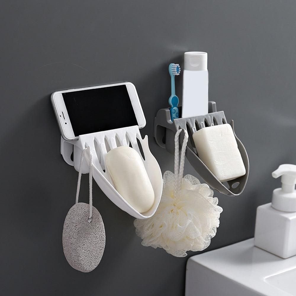Drain Wall soap Holder Wall Mounted Self Adhesive dual-purpose rack Home Bathroom Kitchen Storage