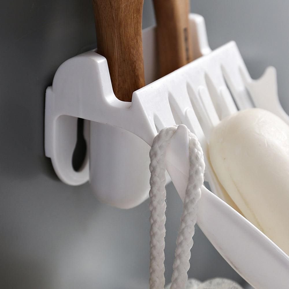 Drain Wall soap Holder Wall Mounted Self Adhesive dual-purpose rack Home Bathroom Kitchen Storage