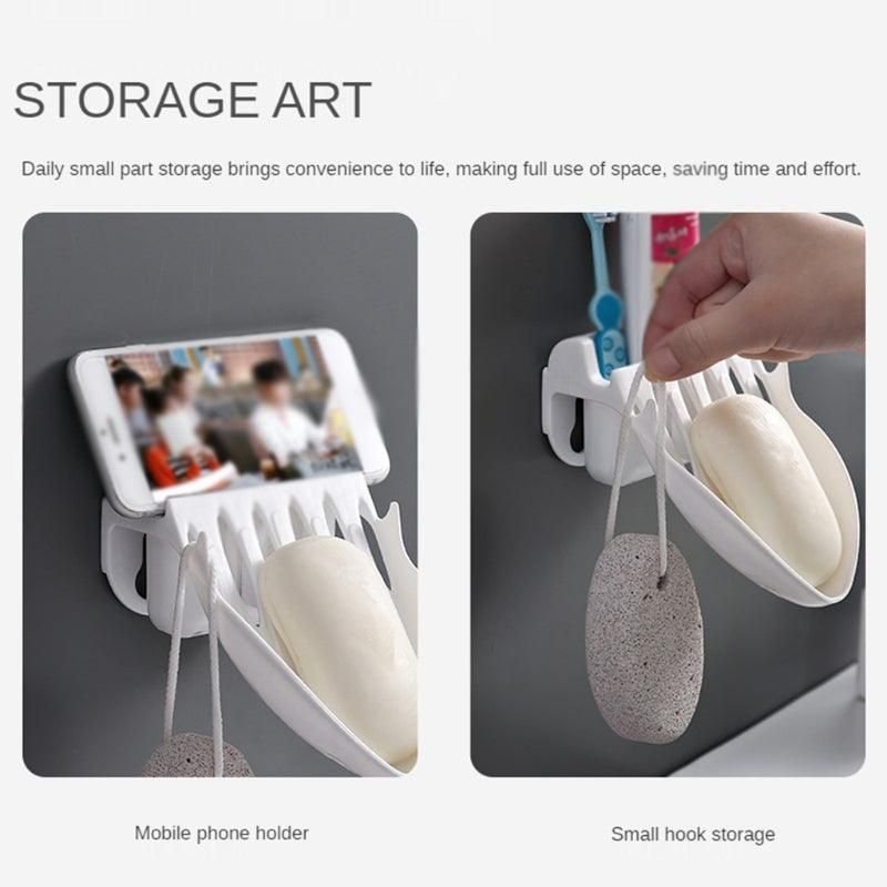 Drain Wall soap Holder Wall Mounted Self Adhesive dual-purpose rack Home Bathroom Kitchen Storage