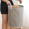 Folding Cotton Fabric Waterproof Laundry Basket Dirty Clothes Toy Storage Basket