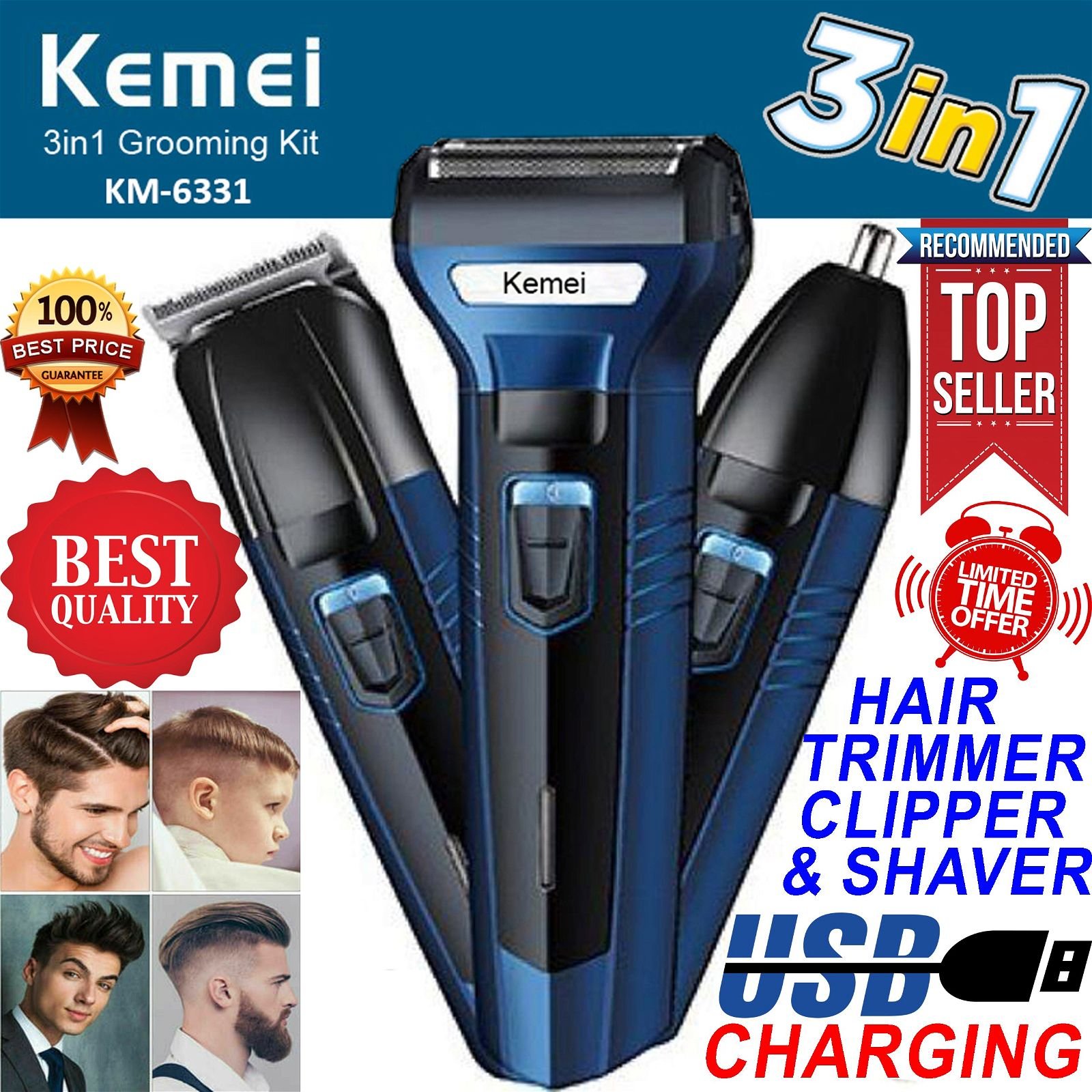 KEMEI KM-6330 3 IN 1 PROFESSIONAL HAIR TRIMMER