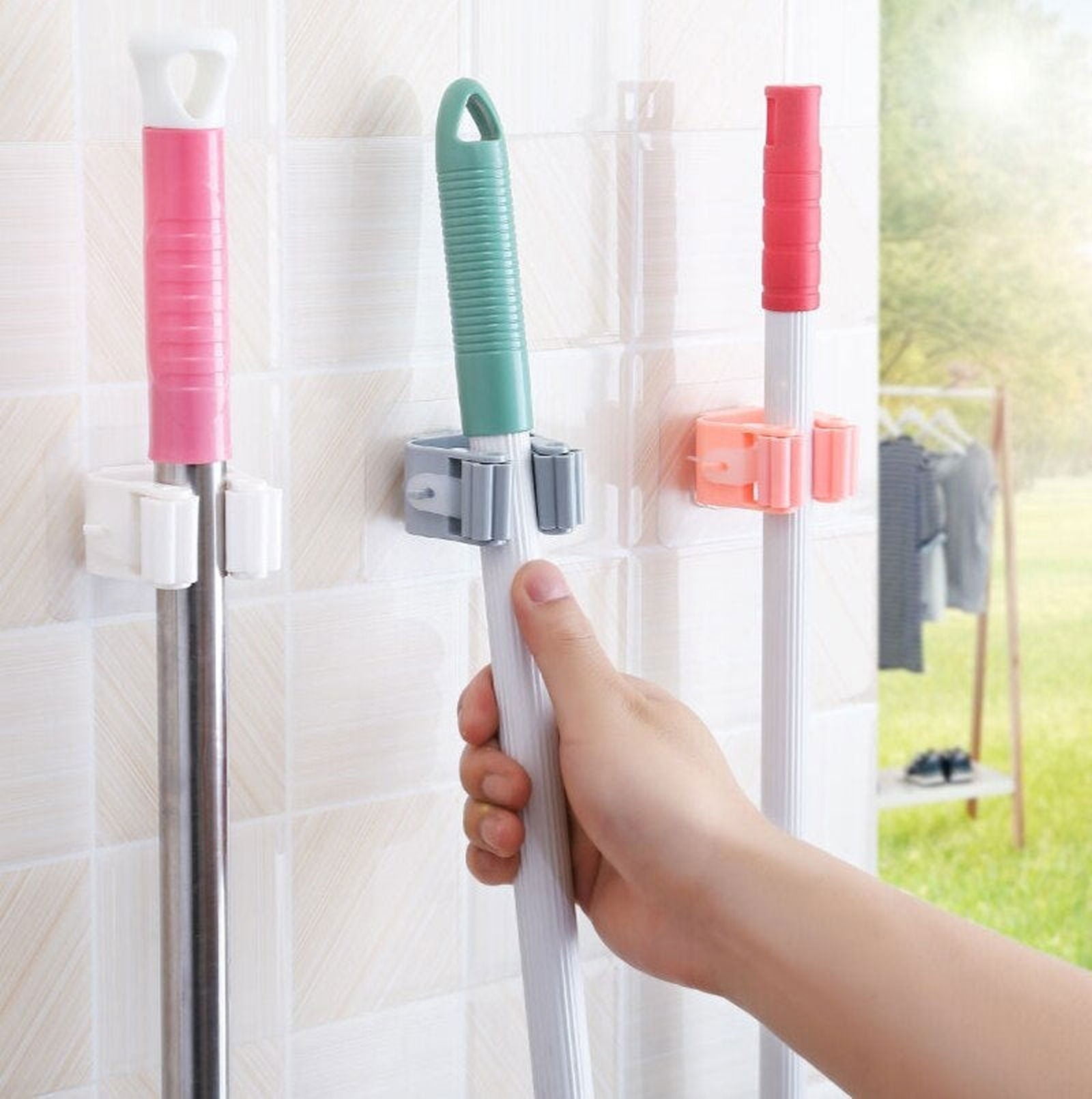 Strong Wall Mounted Mop Organizer Holder